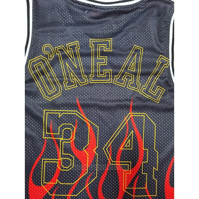 Camiseta Los Angeles Lakers Shaquille O'neal #34 Flames Negro